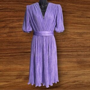 Vintage ILGWU Purple Pleated Crinkle Dress